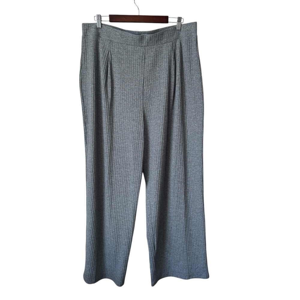 Joe Fresh Wide Leg Ribbed Elastic Waist Loose Fit Grey Pants Women's XL